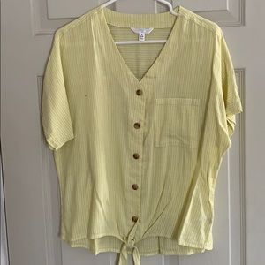 Yellow and white button down with real tie